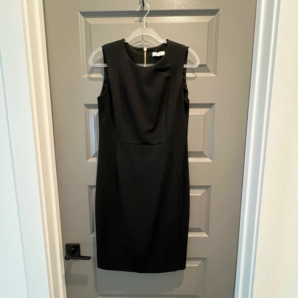 Calvin Klein Black A Line Asymmetrical Dress Size 10